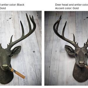 Faux Taxidermy Deer Head, Stag Head Wall Mount with Eyeglasses, Bow Tie and Pipe