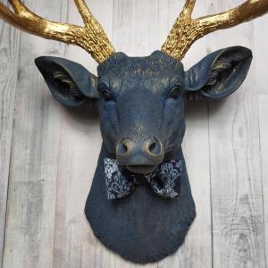 Faux Taxidermy Deer Head, Stag Head Wall Mount, Deer Head with Bow Tie