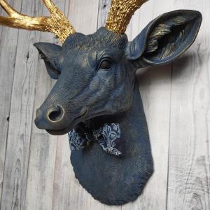 Faux Taxidermy Deer Head, Stag Head Wall Mount, Deer Head with Bow Tie