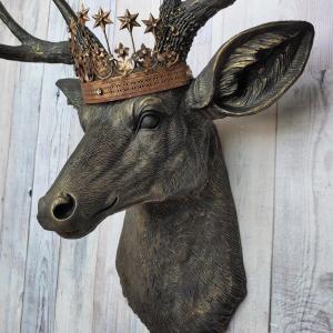 Faux Taxidermy Deer Head Wall Art, Faux Stag Head, Crowned Deer Head
