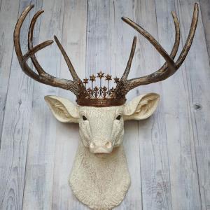 Faux Taxidermy Deer Head Wall Art, Faux Stag Head, Crowned Deer Head
