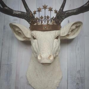 Faux Taxidermy Deer Head, Faux Stag Head, Deer Head with Crown