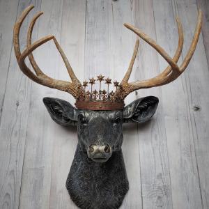 Faux Taxidermy Deer Head Wall Art, Faux Stag Head, Crowned Deer Head