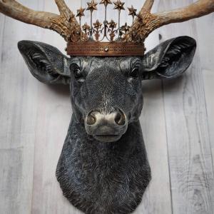 Faux Taxidermy Deer Head Wall Art, Faux Stag Head, Crowned Deer Head
