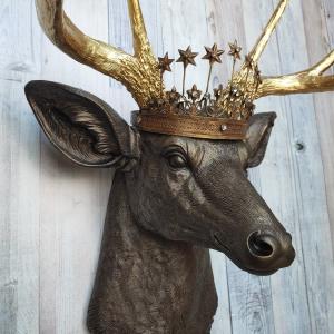 Faux Taxidermy Deer Head Wall Art, Faux Stag Head, Crowned Deer Head