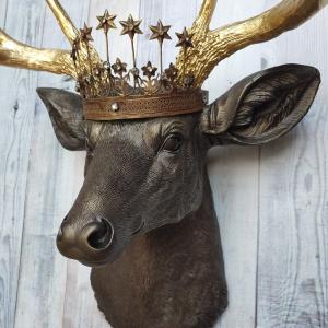 Faux Taxidermy Deer Head Wall Art, Faux Stag Head, Crowned Deer Head