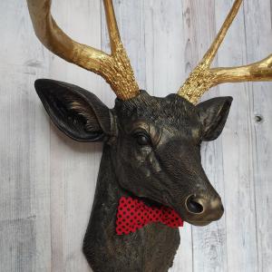 Faux Taxidermy Deer Head, Faux Stag Head, Deer Head with Bow Tie