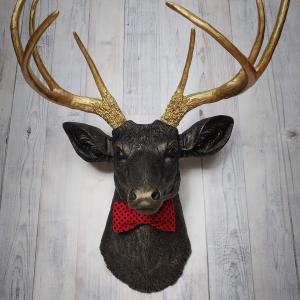Faux Taxidermy Deer Head, Faux Stag Head, Deer Head with Bow Tie