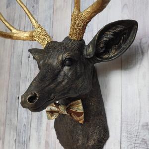 Faux Taxidermy Deer Head Wall Mount, Faux Stag Head, Deer Head with Bow Tie