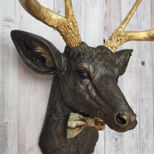 Faux Taxidermy Deer Head Wall Mount, Faux Stag Head, Deer Head with Bow Tie