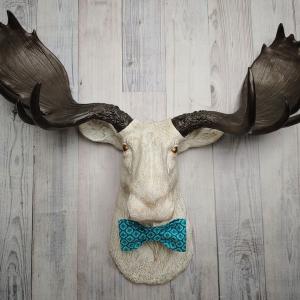 Faux Taxidermy Moose Head, Moose Head Wall Decor, Moose Head with Bow Tie