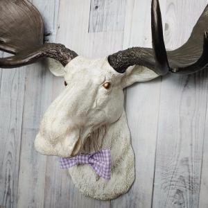 Faux Taxidermy Moose Head Wall Mount, Moose Head Wall Decor, Moose Head with Bow Tie