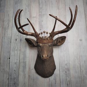 Faux Taxidermy Deer Head Wall Decor, Stag Head Wall Mount, Deer Head Wall Art, Crowned Deer Head
