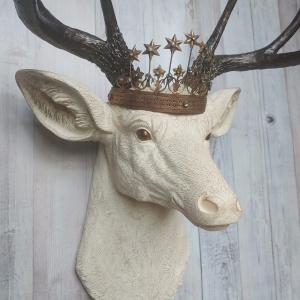 Faux Taxidermy Deer Head, Faux Stag Head, Deer Head with Crown