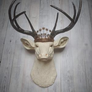 Faux Taxidermy Deer Head, Faux Stag Head, Deer Head with Crown