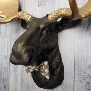 Faux Taxidermy Moose Head Wall Mount with Bow Tie