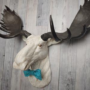 Faux Taxidermy Moose Head, Moose Head Wall Decor, Moose Head with Bow Tie