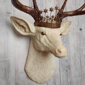 Faux Taxidermy Deer Head, Faux Stag Head, Deer Head with Crown