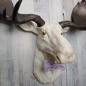 Faux Taxidermy Moose Head Wall Mount, Moose Head Wall Decor, Moose Head with Bow Tie