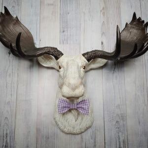 Faux Taxidermy Moose Head Wall Mount, Moose Head Wall Decor, Moose Head with Bow Tie