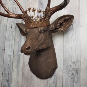 Faux Taxidermy Deer Head Wall Decor, Stag Head Wall Mount, Deer Head Wall Art, Crowned Deer Head