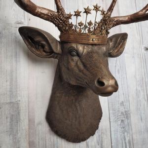 Faux Taxidermy Deer Head Wall Decor, Stag Head Wall Mount, Deer Head Wall Art, Crowned Deer Head