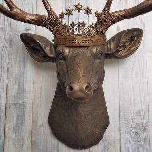 Faux Taxidermy Deer Head Wall Decor, Stag Head Wall Mount, Deer Head Wall Art, Crowned Deer Head