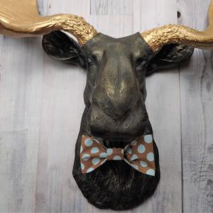 Faux Taxidermy Moose Head Wall Mount with Bow Tie