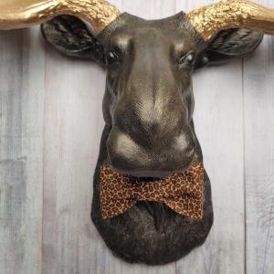Faux Taxidermy Moose Head Wall Mount, Moose Head with Bow Tie, Fake Moose Head