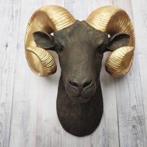 Faux Taxidermy Ram Head Wall Mount, Big Horn Sheep Wall Mount