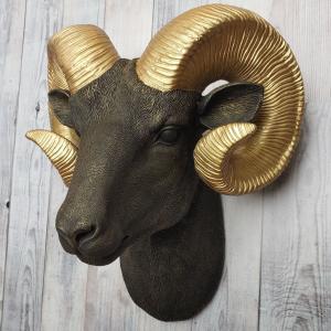 Faux Taxidermy Ram Head Wall Mount, Big Horn Sheep Wall Mount