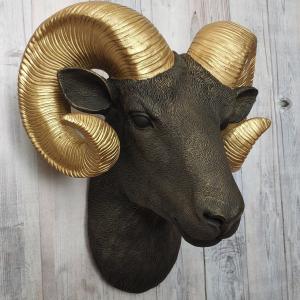 Faux Taxidermy Ram Head Wall Mount, Big Horn Sheep Wall Mount