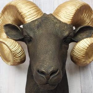 Faux Taxidermy Ram Head Wall Mount, Big Horn Sheep Wall Mount