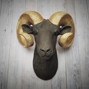Faux Taxidermy Ram Head Wall Mount, Big Horn Sheep Wall Mount