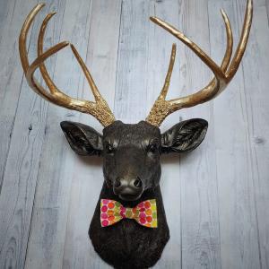 Faux Taxidermy Deer Head, Deer Head Wall Mount, Stag Head Wall Art, Deer Head with bow tie