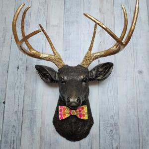 Faux Taxidermy Deer Head, Deer Head Wall Mount, Stag Head Wall Art, Deer Head with bow tie