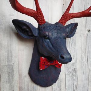 Faux Taxidermy Deer Head,  Stag Head Wall Mount, Deer Head with Bow Tie