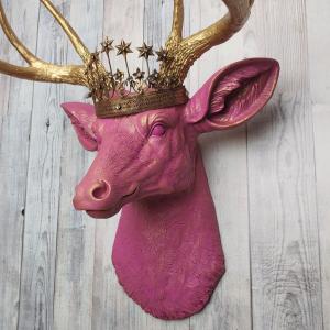 Faux Taxidermy Deer Head Wall Art, Faux Stag Head, Crowned Deer Head