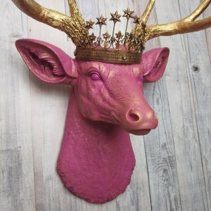 Faux Taxidermy Deer Head Wall Art, Faux Stag Head, Crowned Deer Head