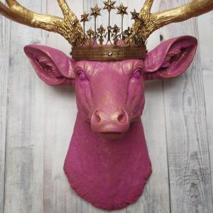 Faux Taxidermy Deer Head Wall Art, Faux Stag Head, Crowned Deer Head