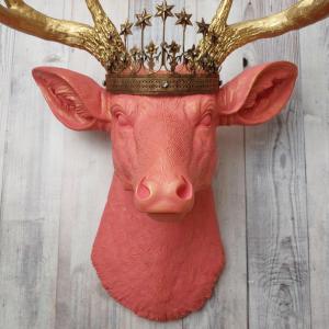 Faux Taxidermy Deer Head Wall Art, Faux Stag Head, Crowned Deer Head