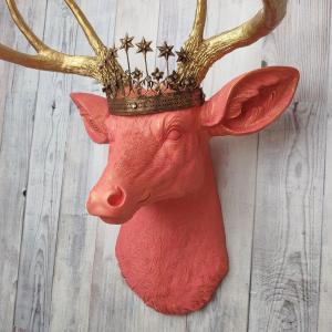 Faux Taxidermy Deer Head Wall Art, Faux Stag Head, Crowned Deer Head