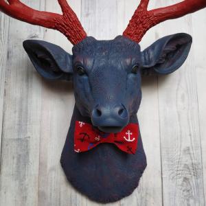 Faux Taxidermy Deer Head,  Stag Head Wall Mount, Deer Head with Bow Tie
