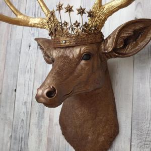 Faux Taxidermy Deer Head Wall Art, Faux Stag Head, Deer Head with Crown