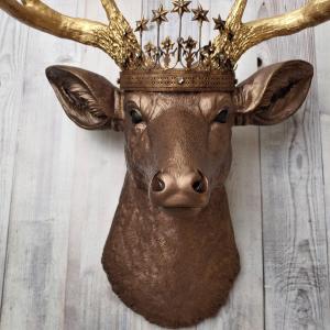 Faux Taxidermy Deer Head Wall Art, Faux Stag Head, Deer Head with Crown