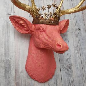 Faux Taxidermy Deer Head Wall Art, Faux Stag Head, Crowned Deer Head