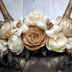 Faux Taxidermy Deer Head Wall Mount, Faux Stag Head, Floral Crowned Deer Head