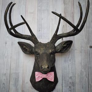 Faux Taxidermy Deer Head, Faux Stag Head, Deer Head with Bow Tie