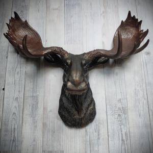 Faux Taxidermy Moose Head Wall Mount, Moose Head Wall Decor, Faux Animal Heads