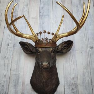 Faux Taxidermy Deer Head Wall Art, Faux Stag Head, Crowned Deer Head